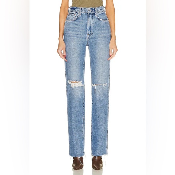 GRLFRND
Sara Super High Rise Slim Straight Distresses Size 25 Red Rock - Picture 1 of 10